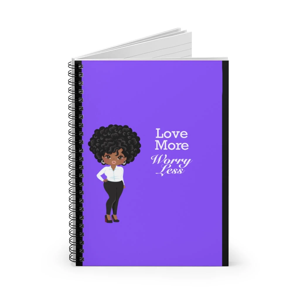 Spiral Notebook - Ruled Line - Love More Worry Less