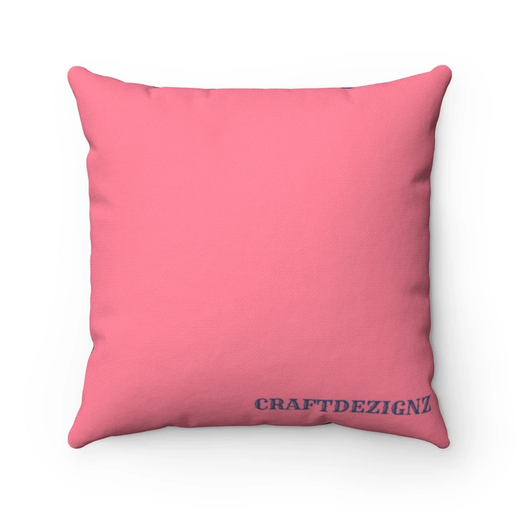 Spun Polyester Square Pillow - Pink Flower Bloom