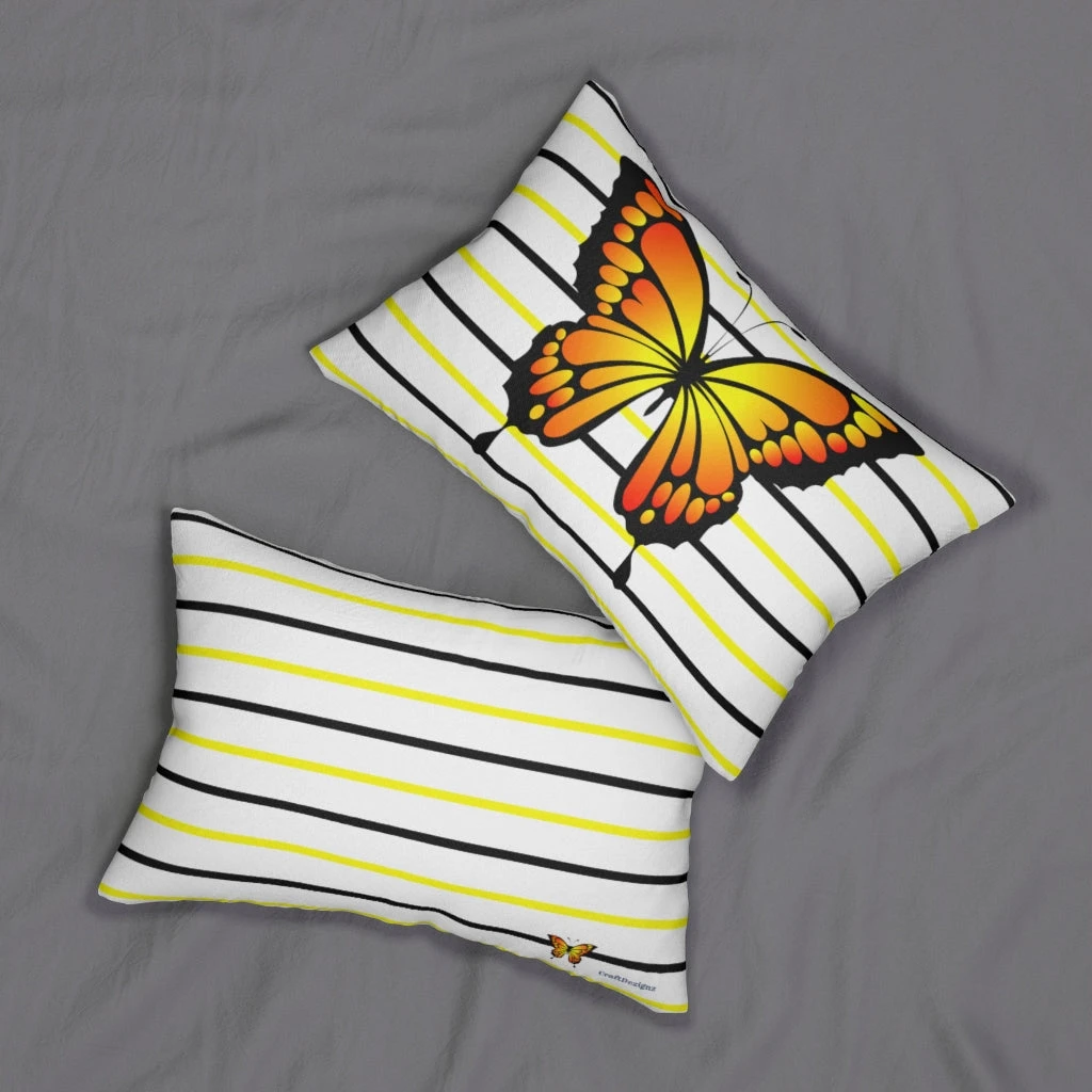 Spun Polyester Lumbar Pillow - Butterfly