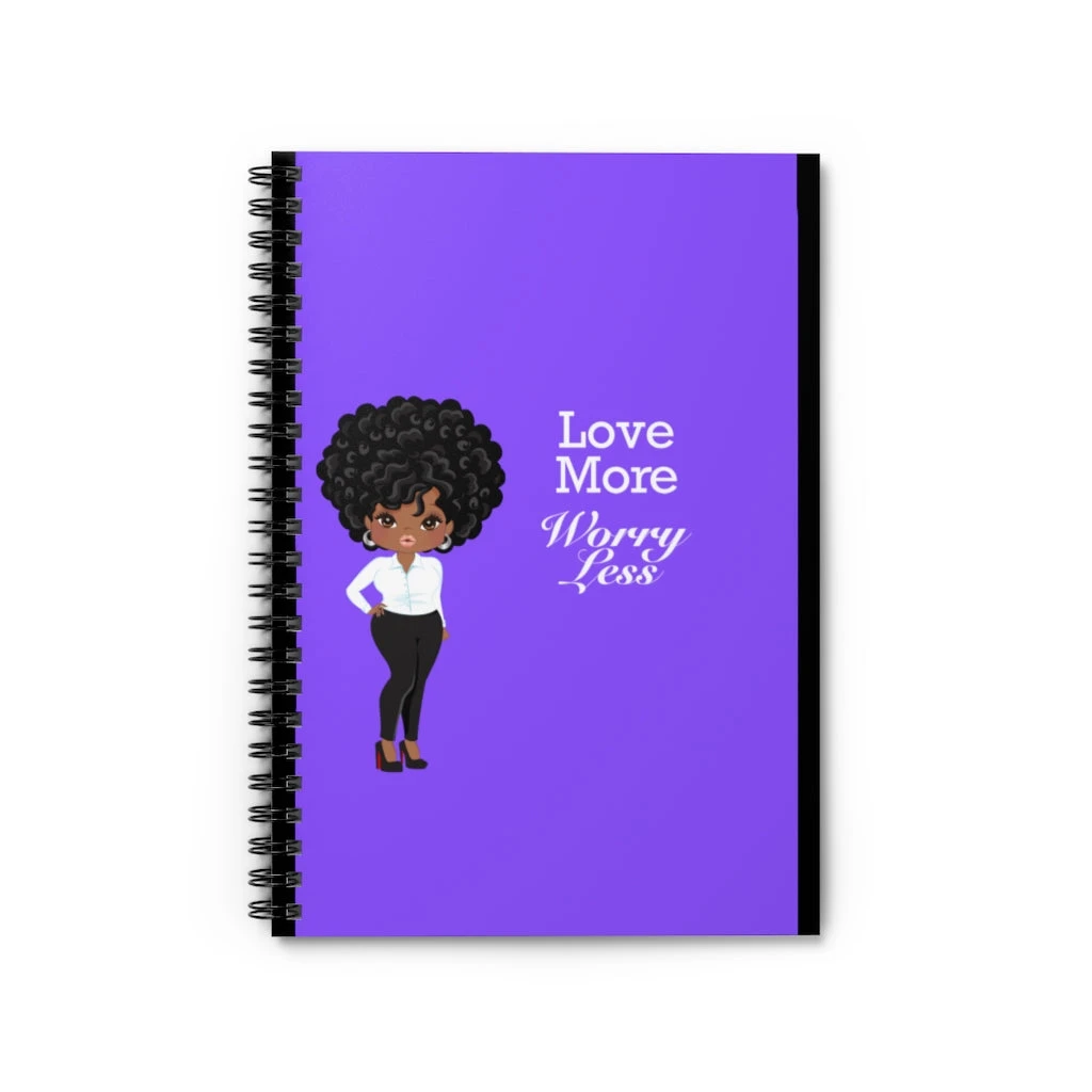 Spiral Notebook - Ruled Line - Love More Worry Less