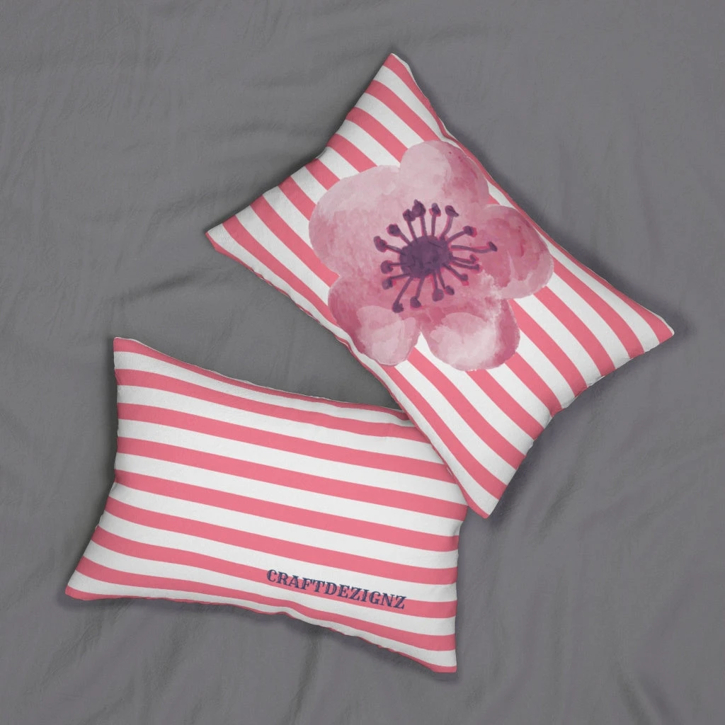 Spun Polyester Lumbar Pillow - Spring Flower