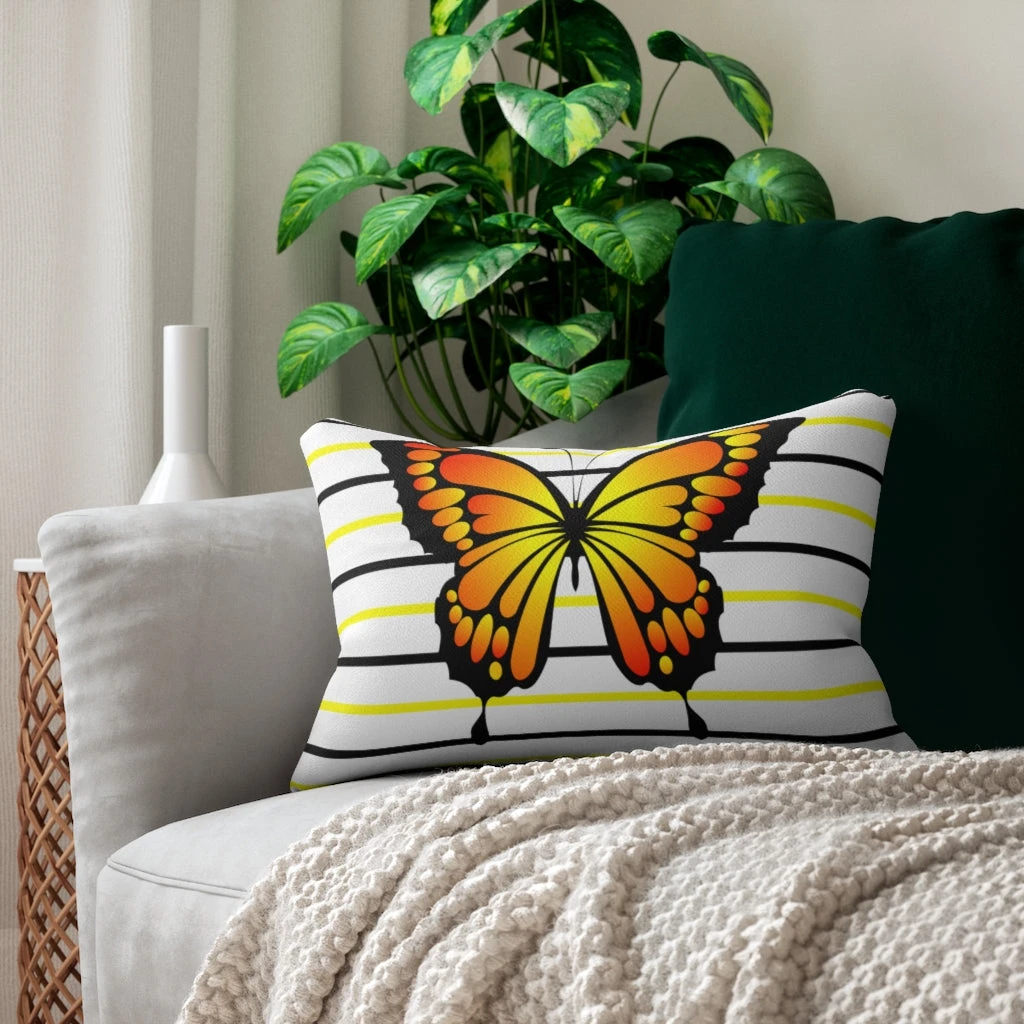 Spun Polyester Lumbar Pillow - Butterfly