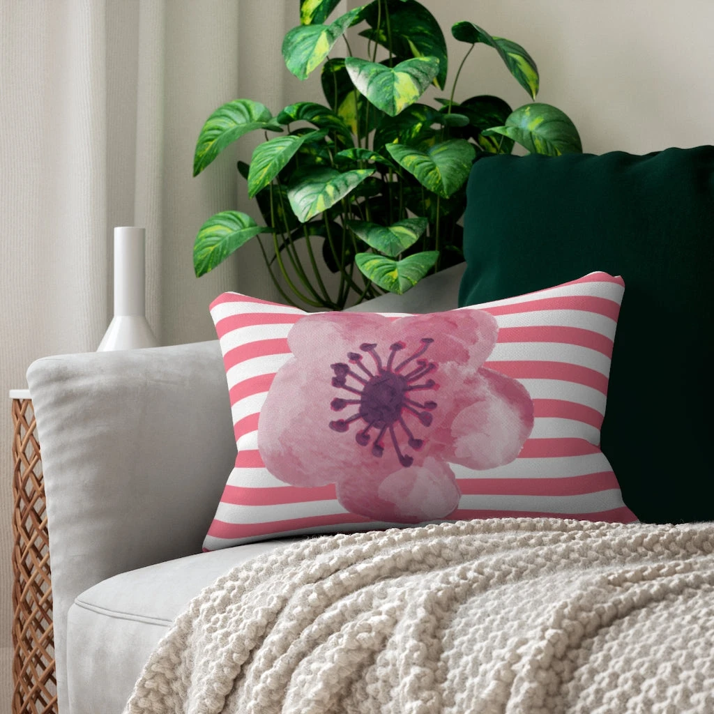 Spun Polyester Lumbar Pillow - Spring Flower