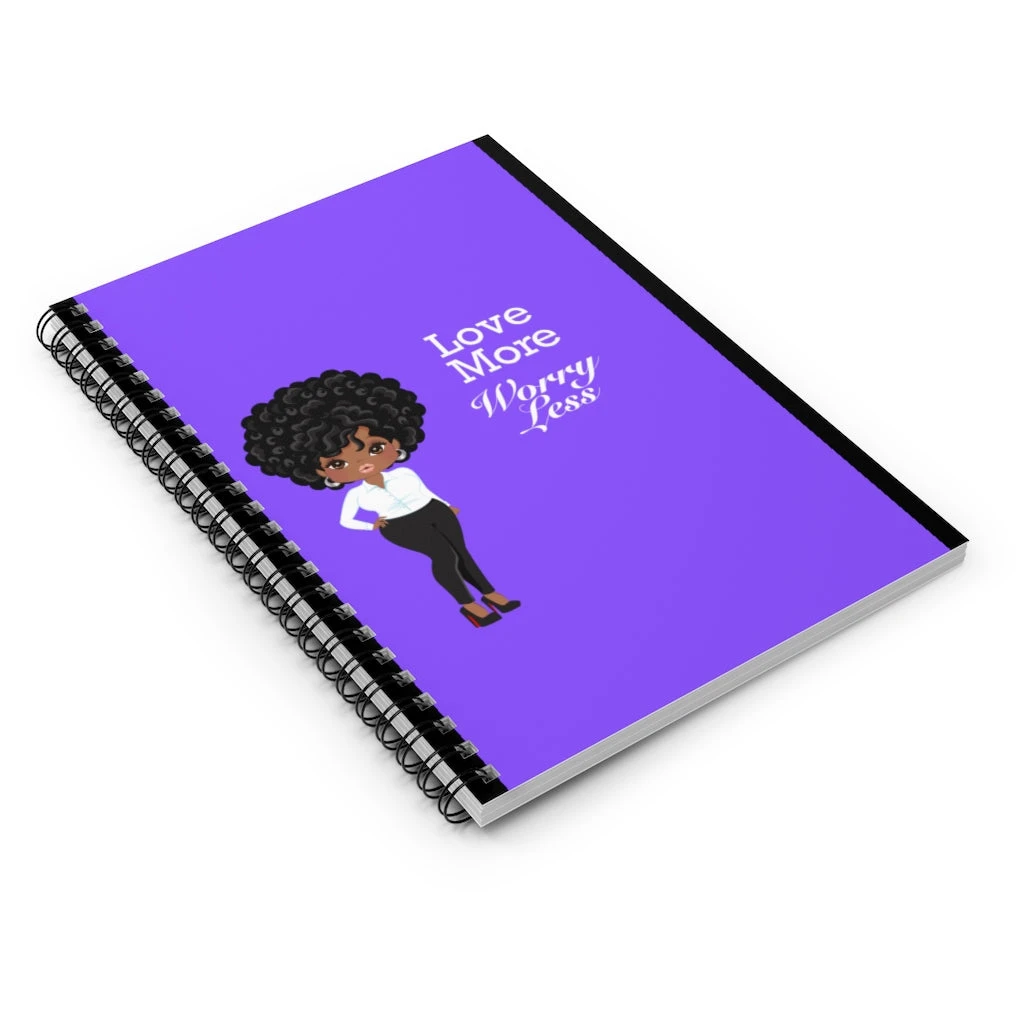 Spiral Notebook - Ruled Line - Love More Worry Less